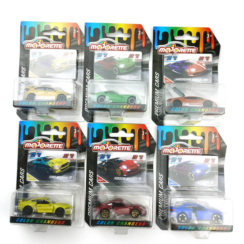 

Majorette Color Changers Cars AUDI S5/ LAMBORGHINI /PORSCHE 911/FORD MUSTANG GT 1/64 Die-cast Model Collection Toy Vehicles