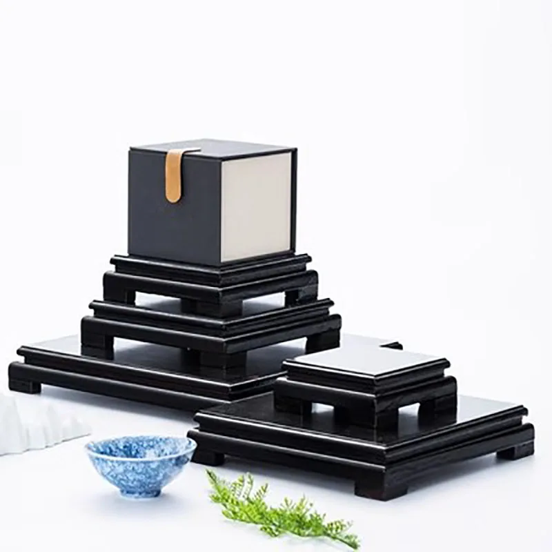 Solid Wood Square Buddha Statue Base, Guanyin Bodhisattva Lotus Base, Guan Gong Jade, Pixiu Redwood Base, Wooden Support