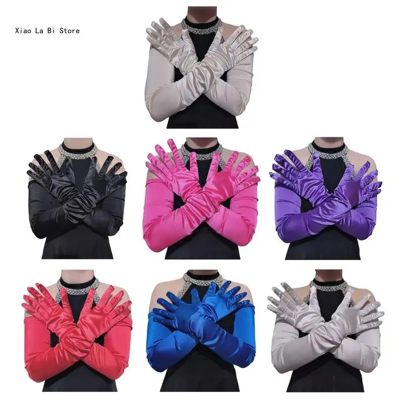 

Satins Elbow Gloves for Formal Event Party Costume Gloves Elegant Ceremony Gloves Women Stage Performances Hand Gloves XXFD