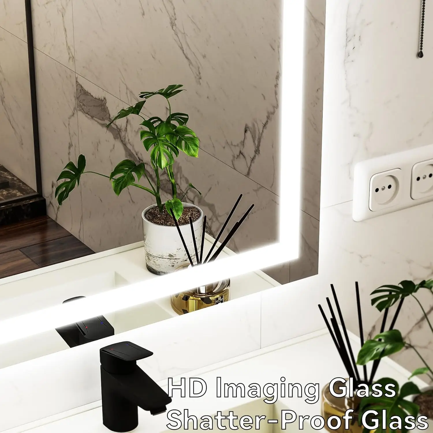 Large LED Bathroom Mirror 30 x 55 inches - 3 Adjustable Lighting Modes Lighted Smart Bathroom Vanity Mirror, Anti-Fog, Memory Fu