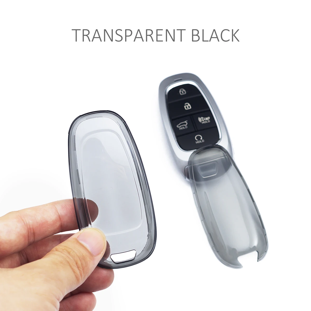 Sleek Black Transparent Car Key Fob Case with Keychain Ring