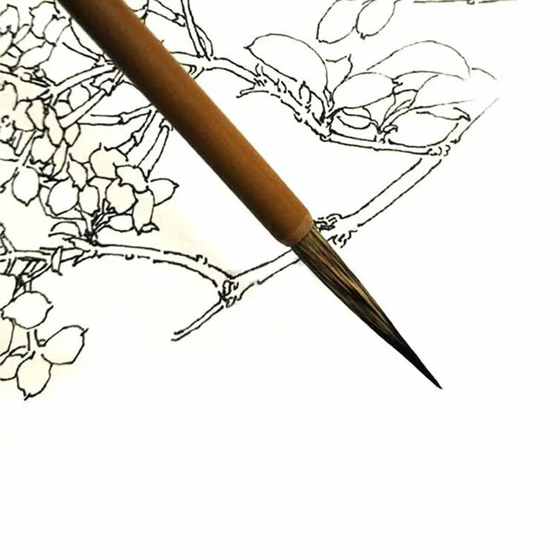 Brown Hook Line Fine Paint Brush 3pcs/set Chinese Calligraphy Brush Pen Weasel Hair Paint Art Stationary Oil Painting