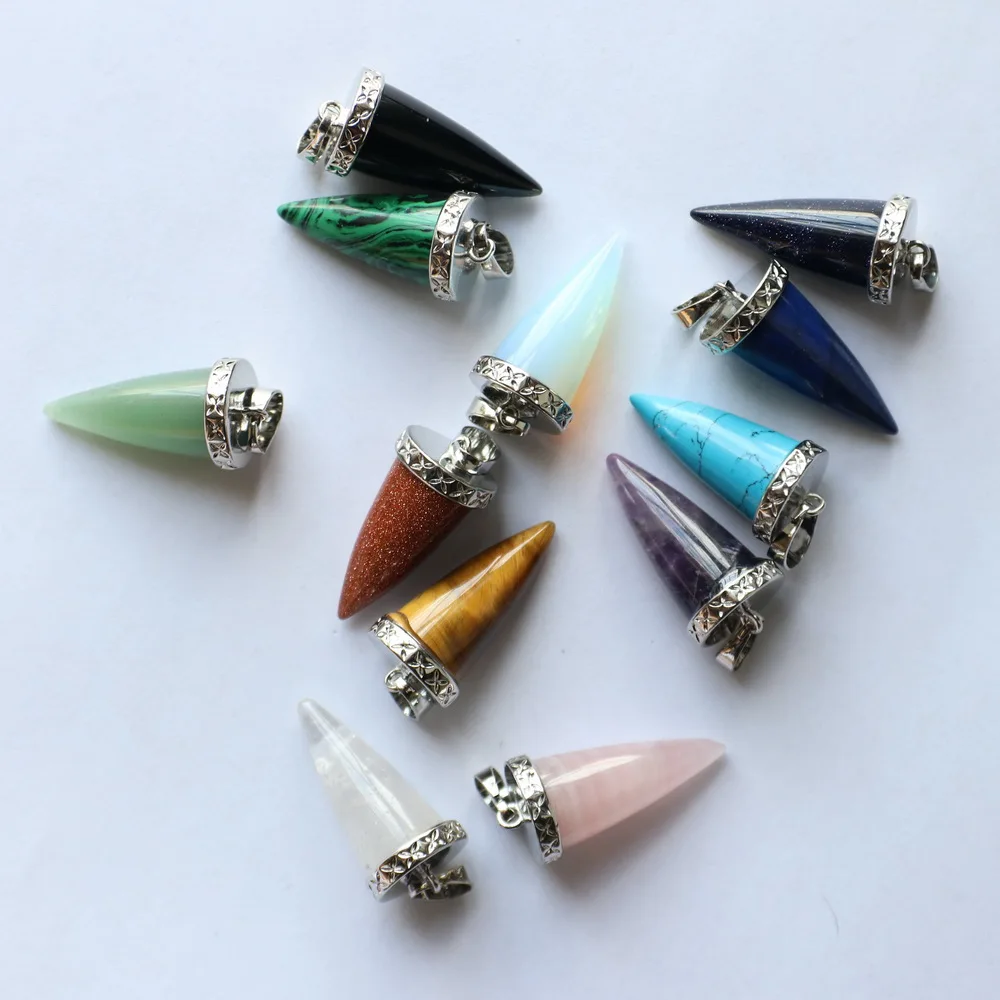 

Gains 13x25 MM Natural Stone Bullet Taper Pendant For Jewelry Design Finding Accessories Free Shipping