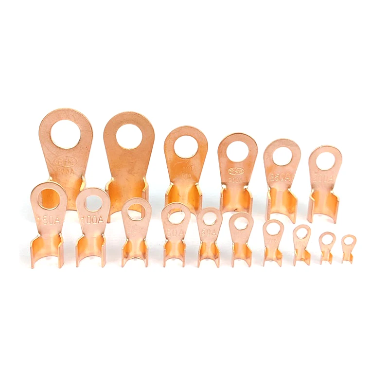 Copper OT Terminal 10/50PCS Non-Insulated Wire Connector Bare Electrical Cable Terminals Lug Battery Ring Crimp Terminal 10-100A