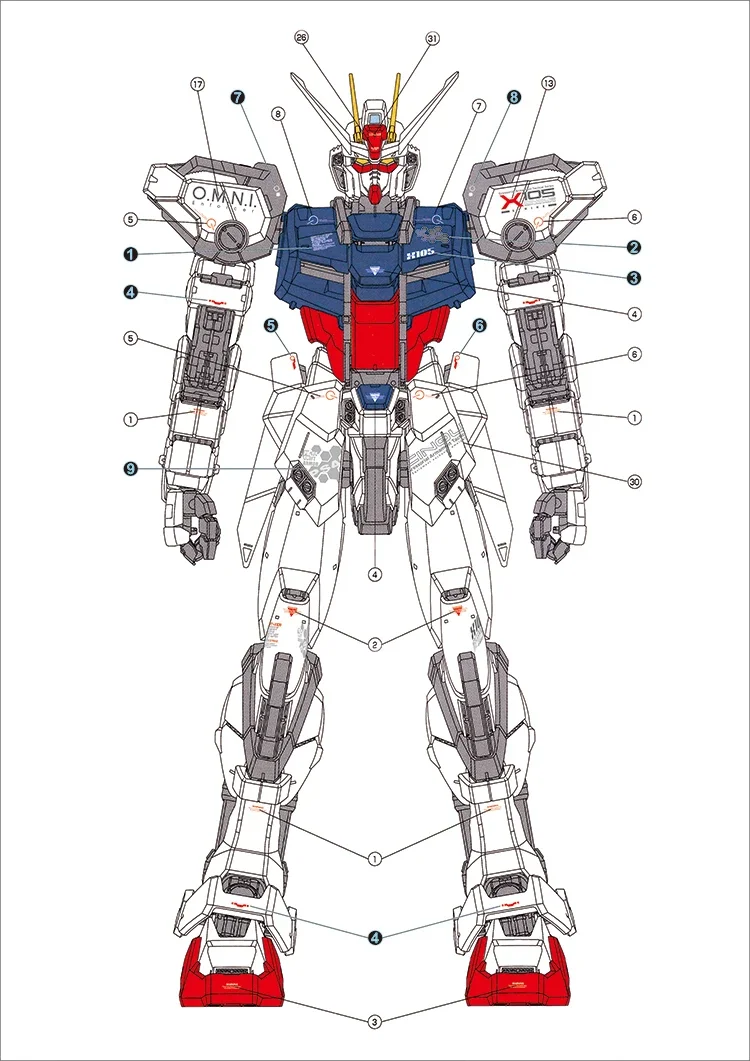 EVO 데칼 PG-09 PG 1/60 GAT-X105 STRIKE O.M.N.I.ENFORCER 모바일 슈트 형광 스티커 모델 취미 DIY 액세서리