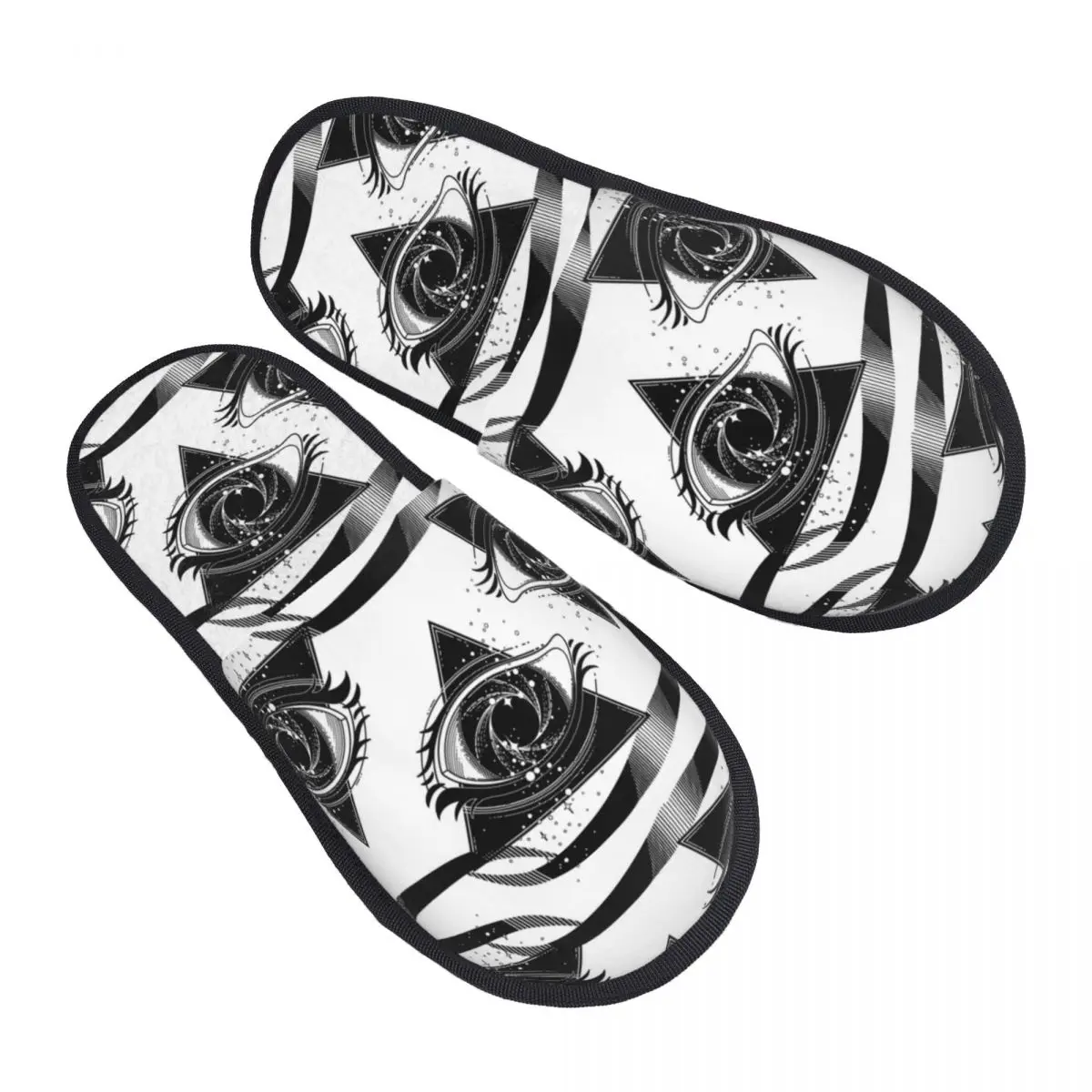

Winter Women Men Non-Slip Flat Slippers Black Hole With Starry Vortex (1) Indoor Fur Soft Warm Shoes