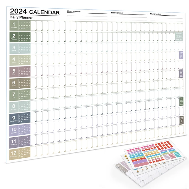 2024 Calendar Yearly Planner 365 Days Schedule Wall Hanging Memo