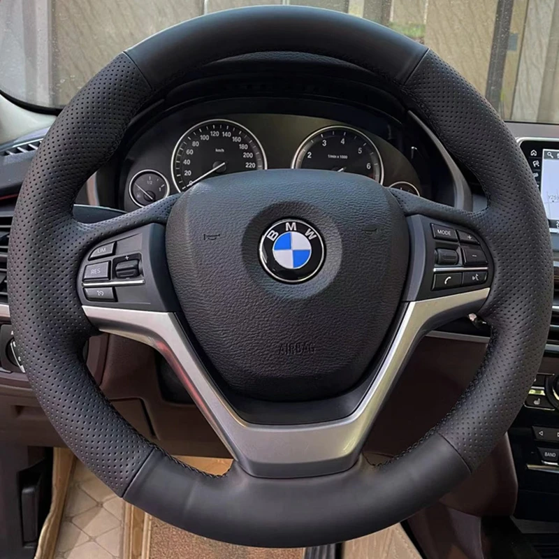 Auto Zubehör Für BMW X5 F15 2013 2014-2018 X6 F16 2015-2019 Hand Stich Mikrofaser Leder geflecht Auto Lenkrad Abdeckung