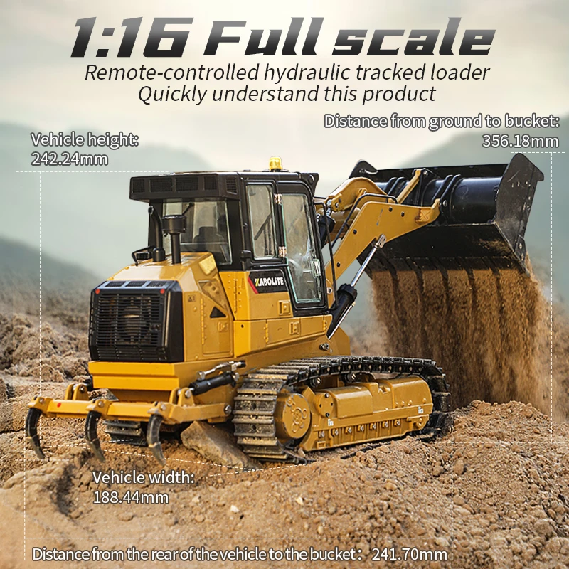 RTR KABOLITE K963 RC Hydraulic Loader 1/16 Remote Control Metal Machine Construction Vehicles Model with Light System RC Toys 2