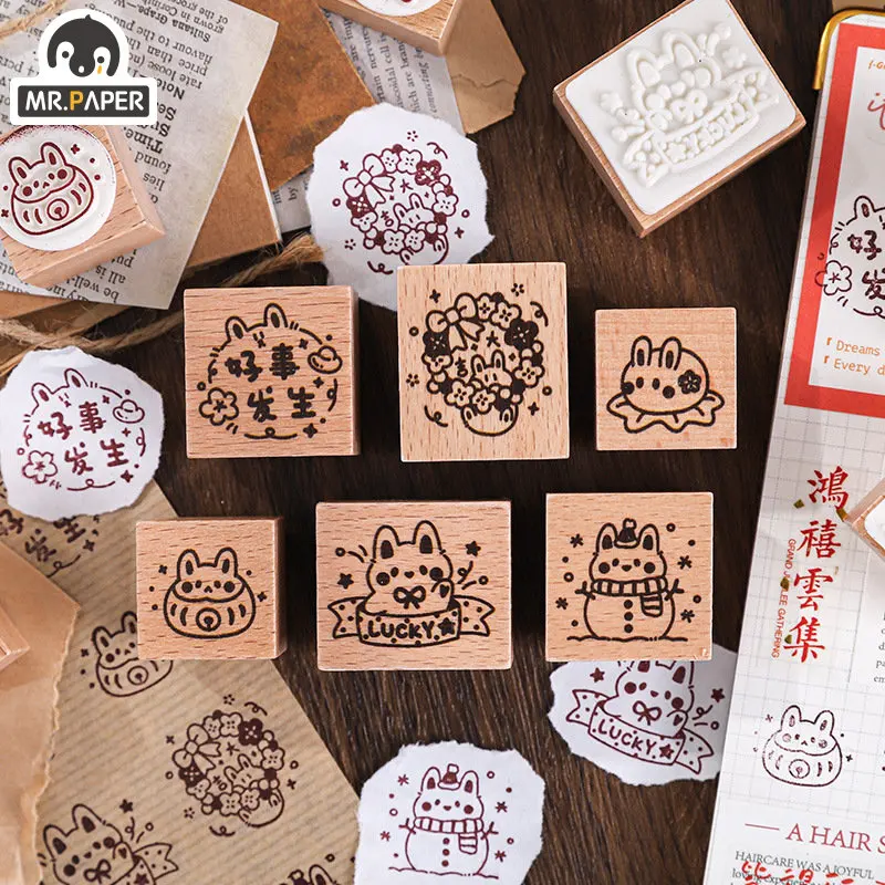 Mr. Paper Cartoon Animal Series of Cute Stamps Handbook Decoration DIY