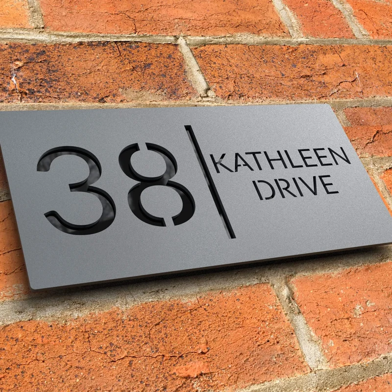 

11Inch Custom Acrylic Modern House Door Number Sign Outdoor Street Family Name Plates Black/Mirror Silver/Mirror Gold Gift