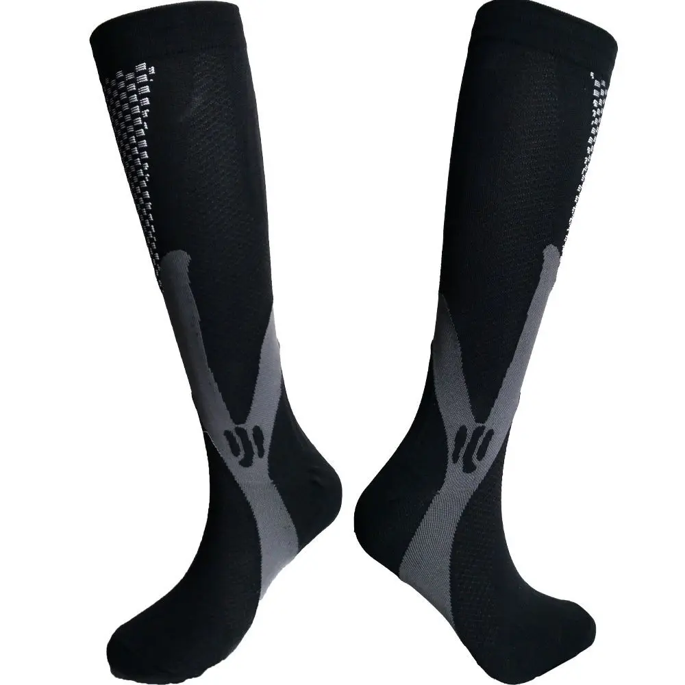Unisex Black Compression Socks for Football and Pain Relief 20-30 mmHg