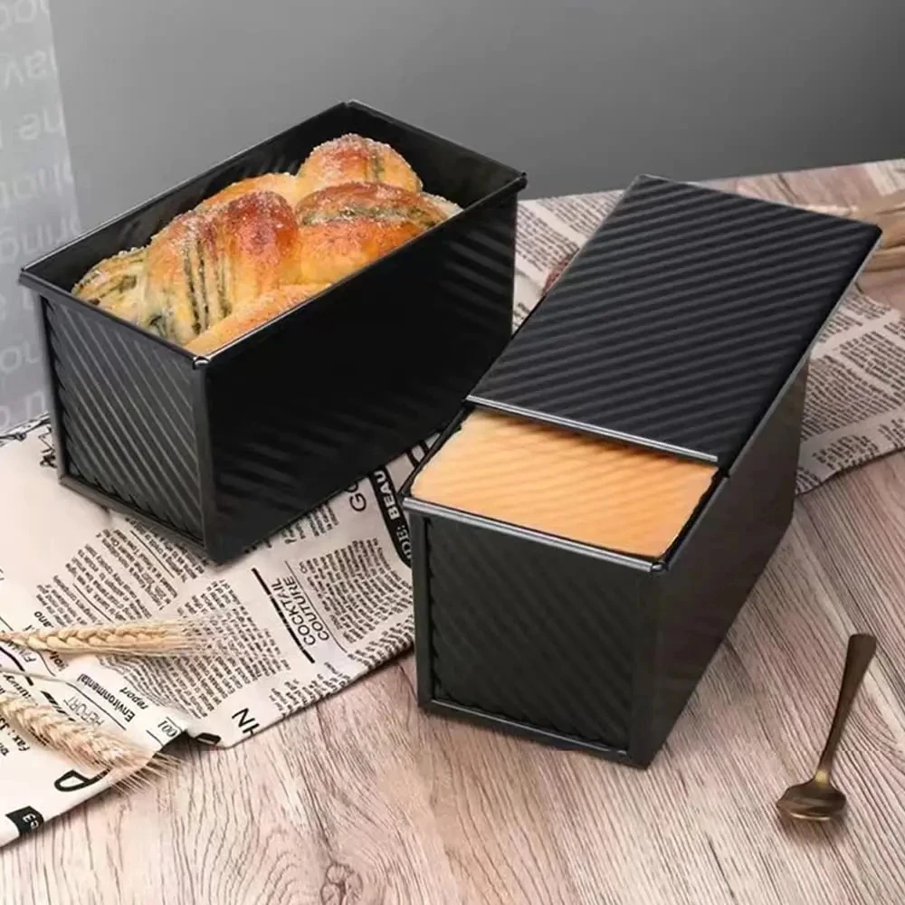 Kitchen Mold Cake Bread Pan with Lid Non-stick Bread Pan Rectangular Aluminized Steel Durable Bread Cake Toast Box Mold