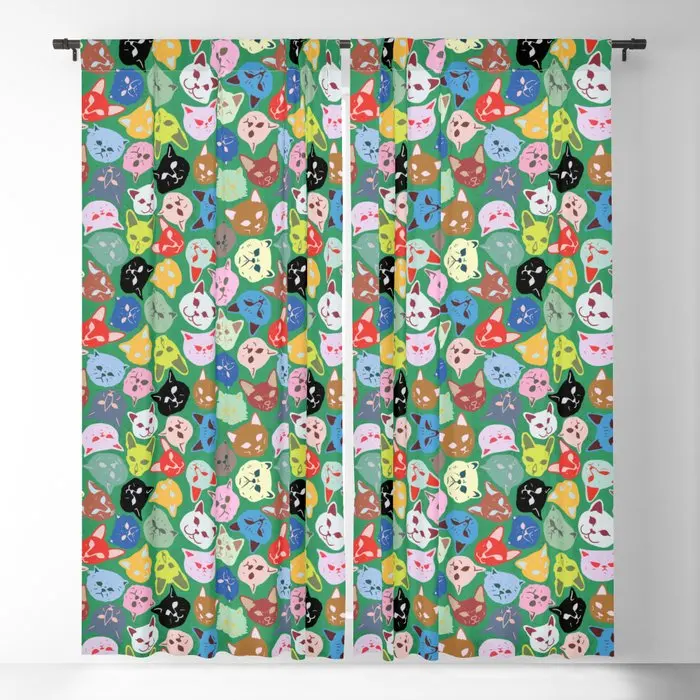 

Cat Heads Pattern Blackout Curtains 3D Print Window Curtains For Bedroom Living Room Decor Window Treatments