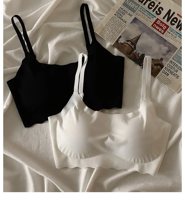 Seamless Bra for Women Ice Silk Vest Push Up Underwear Lingerie Sleep Top Padded Bralette No Steel Ring Gathering Lingerie