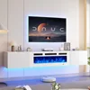TV Stand with 36" Electric Fireplace, Wall Mounted Fireplace Entertainment Center with Storage, 70" TV Console with Fireplace 1