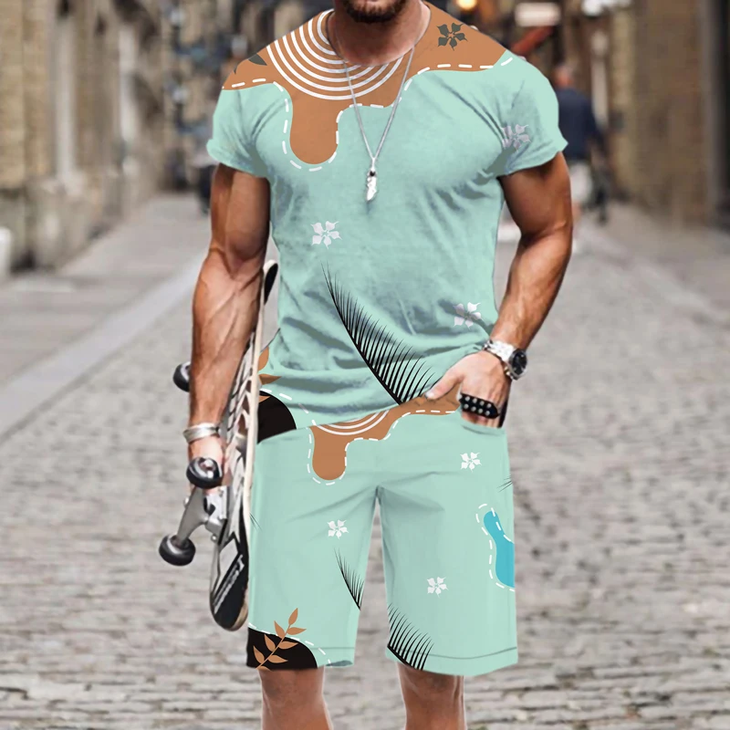

Casual Sportswear Men's Sets Oufi T Shirts 3D Printed O Neck Summer Tops Hip-hop Funny Fashion Hot Male Suit Short Sleeve Luxury