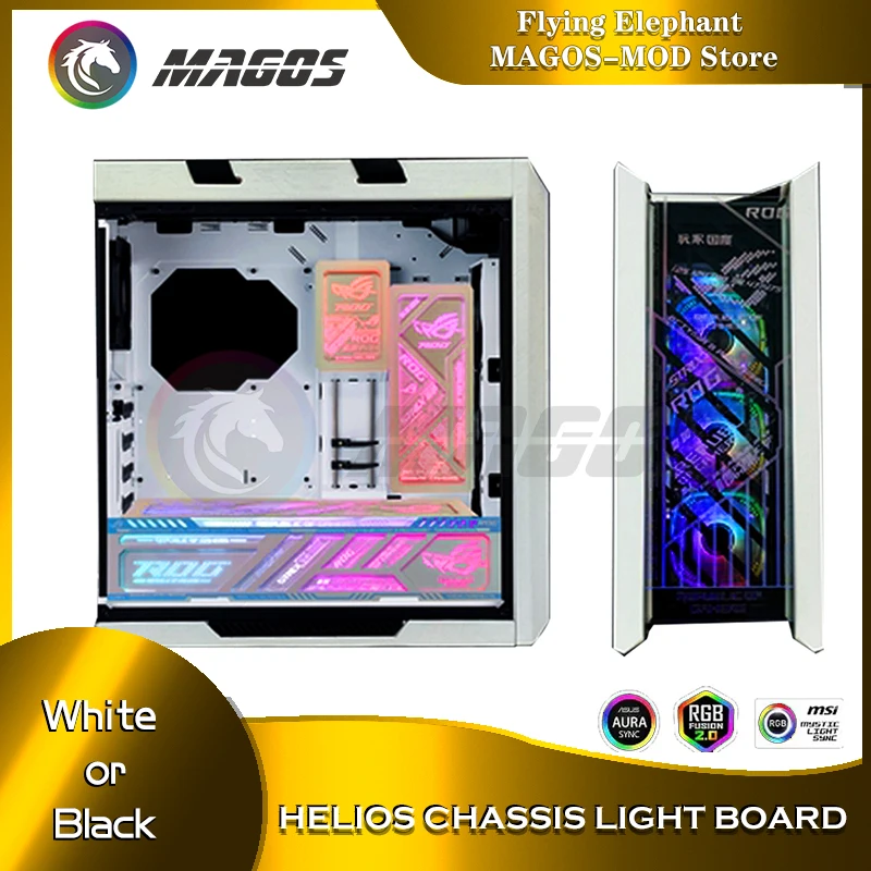 Painel Rgb Luz Placa Backplate para Asus Rog Strix Helios Case Suporte m b Sync5v Argb Led uv Espelho Figura Decoração pc Case