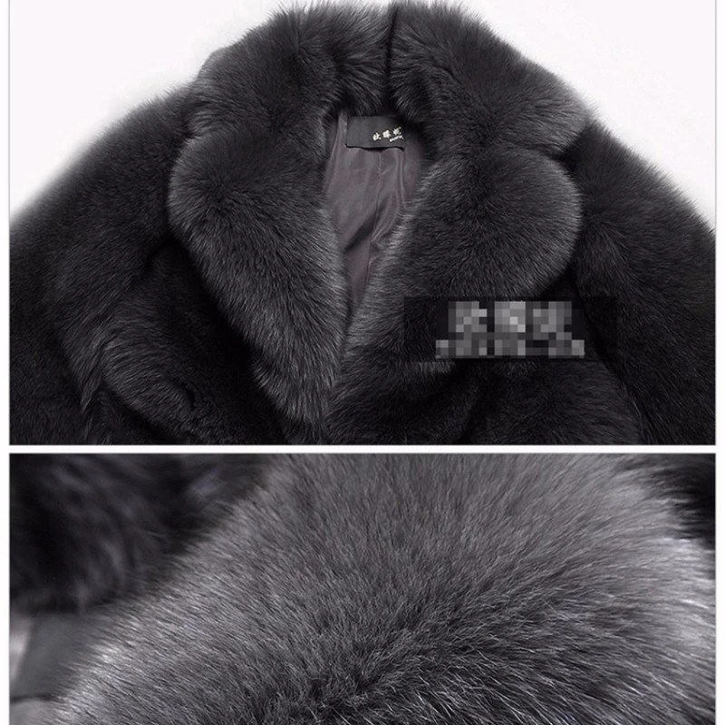 Luxury Brand Thick Warm Faux Fur Coat Men Long Sleeve Mid-length Fur Coat Business Fashion Snowwear
