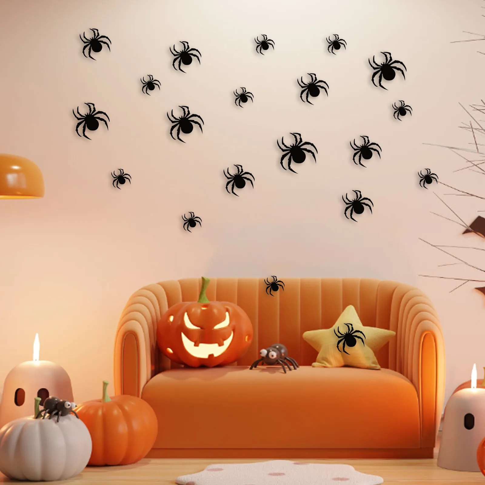 Wall Stickers 36pcs Halloween Spider Wall Stickers Black Spider Window Sticker Halloween Party Diy Decoration Decal Bar Room Horror Decor wall stickers
