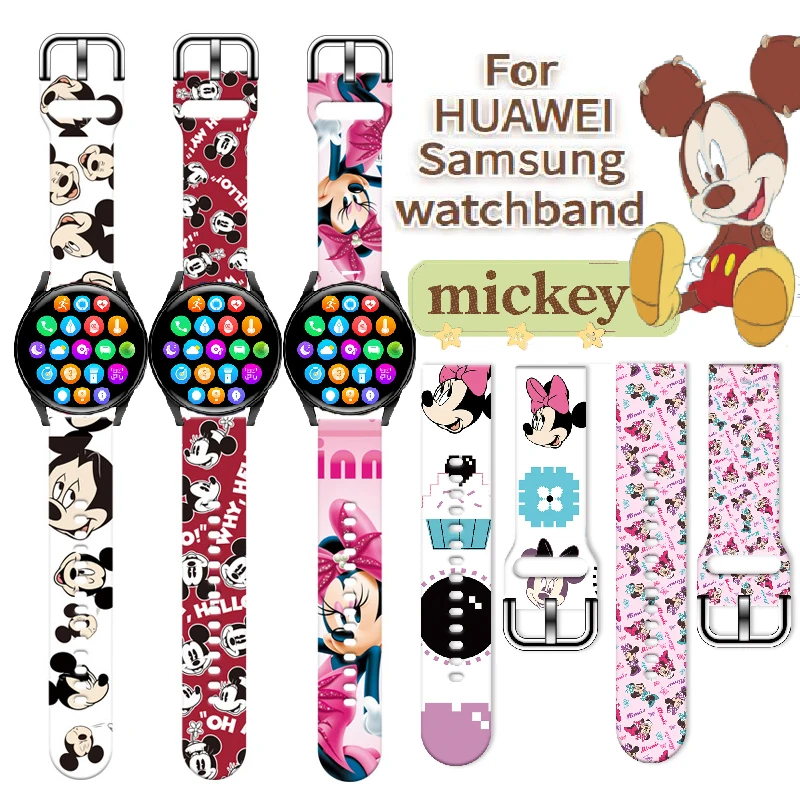 

Disney Mickey mouse Strap For Huawei watch 2Pro GT/GT2 Samsung galaxy watch/active2/gear sport/s3 Sz classic Watchband 20mm 22mm