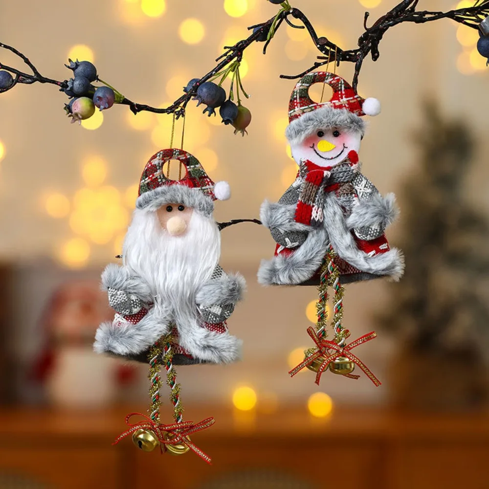 Decoraciones navideñas de muñecos de peluche, colgantes de árbol