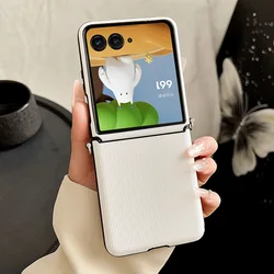 Vertical Bar Textured Candy Phone Case with Side Buckle - Shockproof Protective Cover - Motorola Razr 60 (Off - white)