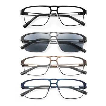 Readers Men Blue Light Blocking Reading Glasses Metal Frame Spring Hinge Presbyopia +0.50-3.5 Diopter Magnifier Lens Eyewear