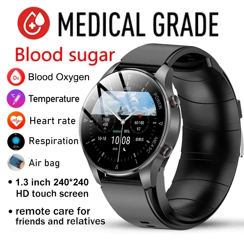 

Medical Grade Smart watch Air Pump Airbag Accurately Blood Pressure Voice Announcements Temperature Sphygmomanometer Heart Rate