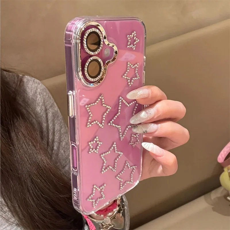 Chic 3D Bling Rhinestone Love Heart Phone Case - Aesthetic Clear Shell