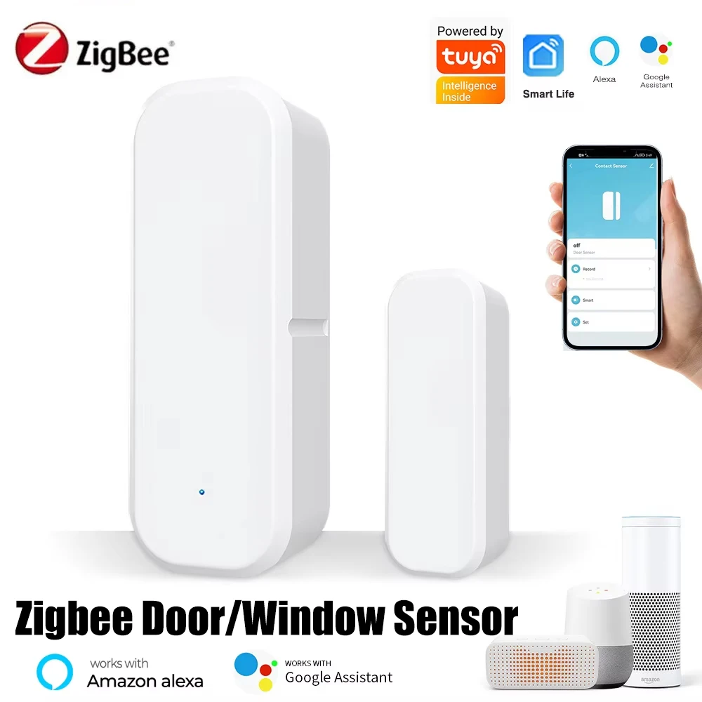 Smart Door Sensor Tuya Zigbee Door Sensor Window Entry Sensor Security Burglar Door Alarm Smart Life Magnetic Alexa Google Home smart door sensor