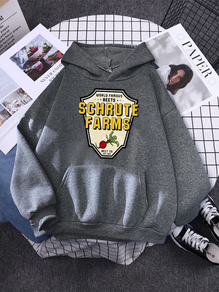 World Famous Beets Schrute Farms Crop Printing Prints Sweatshirt Women\'S Warm Softsportshirt Casual Hoodies Loose Female Tops