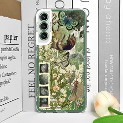 Cool Green Retro Flower Stickers Soft TPU Clear Phone Case Cover - Samsung A52 (S - H1330T4)