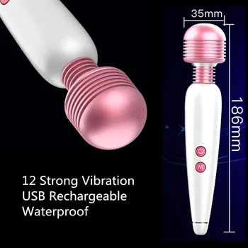 12 Speed USB Dildo Vibrator Magic Wand Clitoris Stimulator Vagina G-Spot Massager Vibrator Sex Toys for Women Adults Masturbator 4