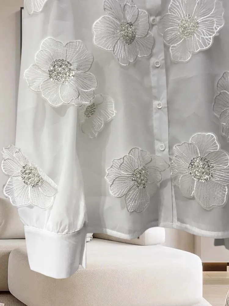 売れ筋商品|||セセ カットソー トップス レディース Women's Floral-Appliqu Collared Long-Sleeve Blouse New Ivory Ribbed Collared Long-Sleeve Button-Front Top in Shirts