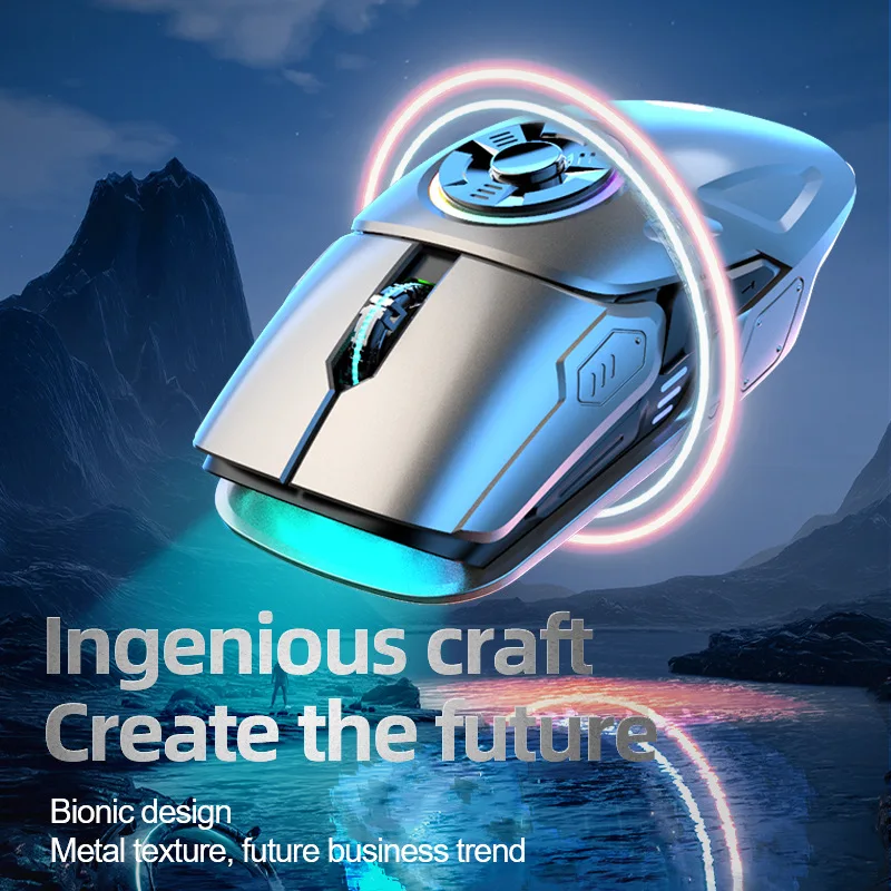 AULA H530 Wireless Mouse Four-Mode Decompress Charging Gyro Mouse Rotating Esports Gaming RGB Newest
