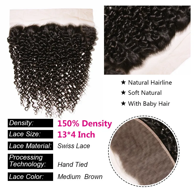 Pacotes com Frontal Feixes de Cabelo Humano com Frontal e Tecer Extensões de Cabelo Kinky Cabelo Encaracolado Peruano 13x4 hd Rendas 3 6 Computers & Electronics