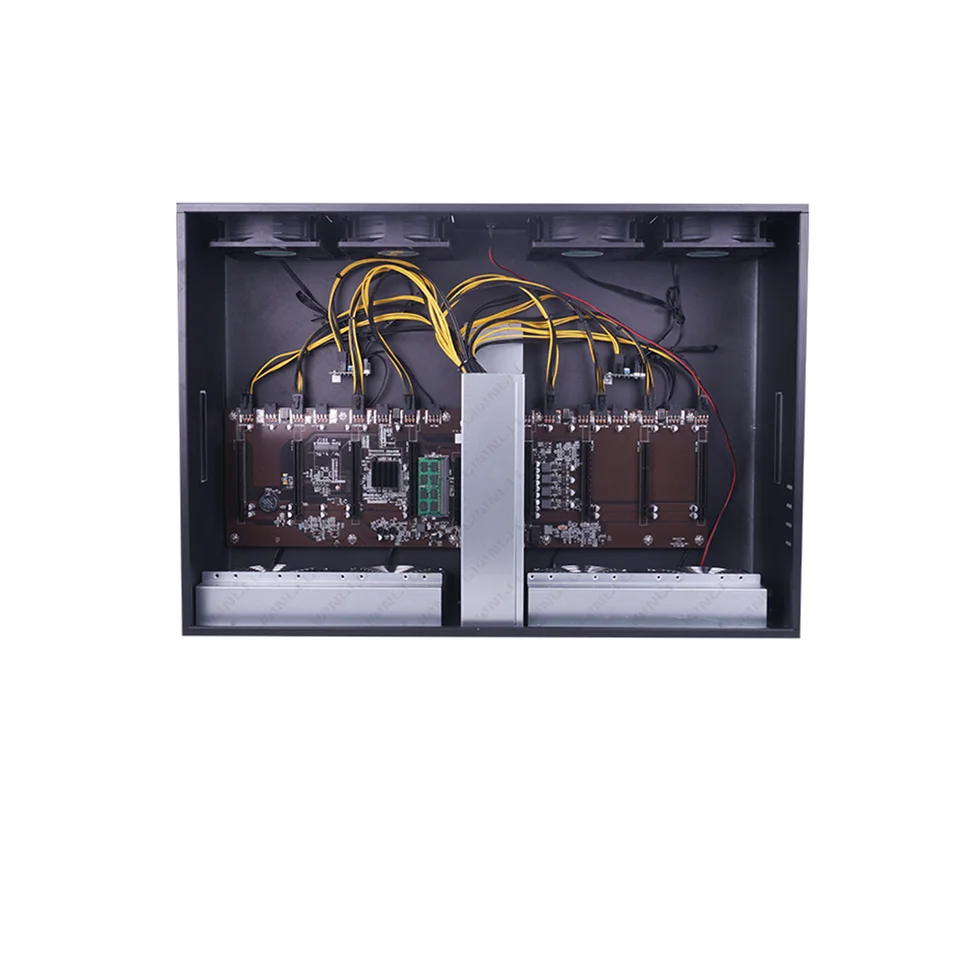 847s ATX 스타일 알루미늄 합금 8 GPU 리그 케이스 프레임 65mm 컴퓨터 서버 섀시 USB 포트 포함 전원 공급 장치 비디오 카드 3080 지원