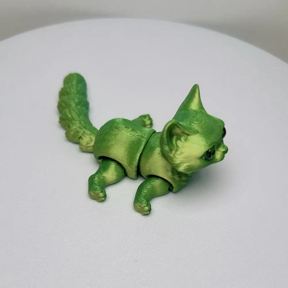 큰 눈을 가진 3D 프린팅 고양이 모형, 사실적인 디자인, 창의적인 조각, 관절..