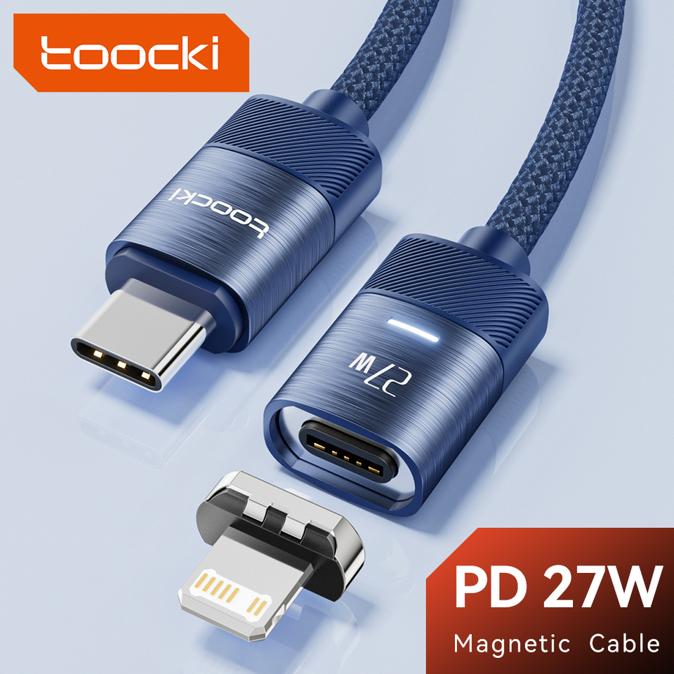 Toocki PD 27W Magetic Cable for iPhone 14 13 12 11 Pro Max XR XS 8 7 Type C to Lighting Fast Charging Cable Data Wire for iPhone