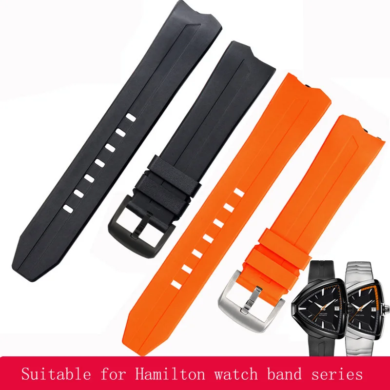 

20mm Rubber Strap Stainless Steel Buckle Men Replacement Watch Band for Hamilton Ventura Elvis80 H24585331 H24595331 H24551331