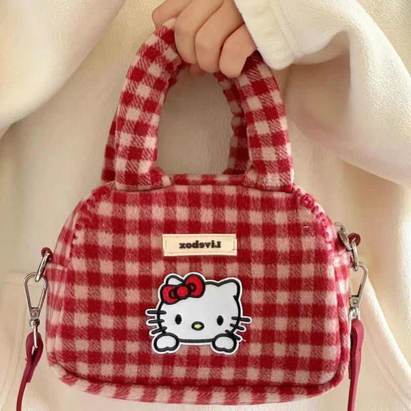 

Kawaii Sanrio, Hello Kitty сумка через плечо аниме сумка-мессенджер сумка через плечо мультяшная решетка сумка милая девушка Y2K сумка подарок на день рождения