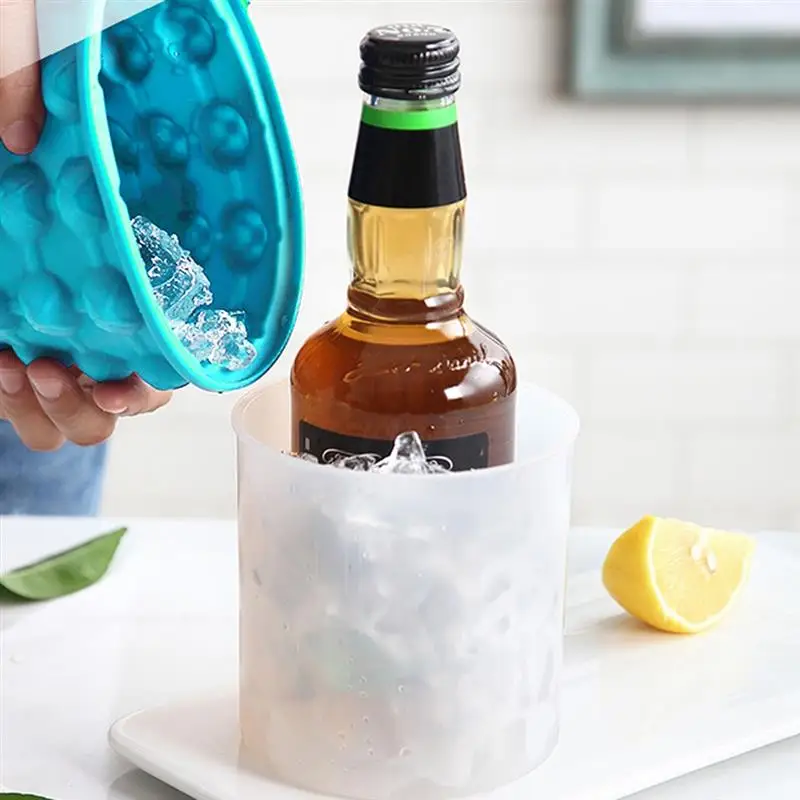 Silicone Ice Cube Maker Ice Cube Mold Tray Portable Bucket Wine Cooler Beer Cabinet Kitchen Tools Drinking Whiskey Freeze