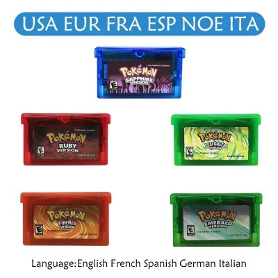 

GBA Game Pokemon Series 32-Bit Video Game Cartridge Console Card Pokemon Emerald FireRed Ruby LeafGreen Sapphire Multi-language