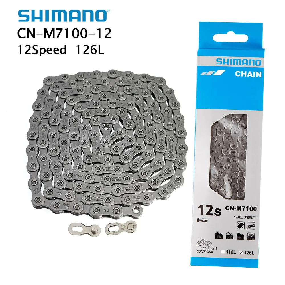 

Велосипедная цепь Shimano DEORE SLX CN- M7100, 12 скоростей, цепь для горного велосипеда, 12 В, 126 звеньев, цепь для горного/дорожного велосипеда с деталями быстрого крепления