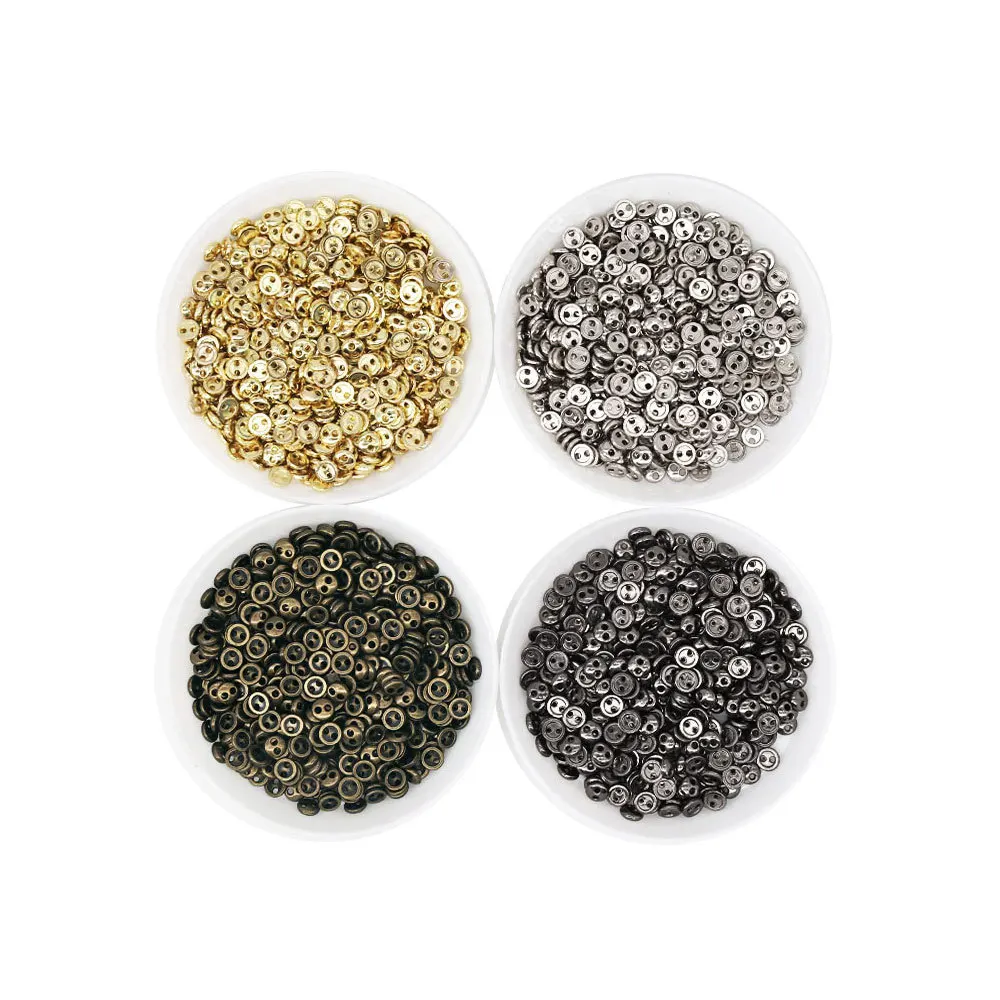 100pcs 3/4/5/mm Mini Metal Buttons for DIY Doll Clothes Round Buckles 2 Holes Handmade Card Making Scrapbooking Buttons Sewing