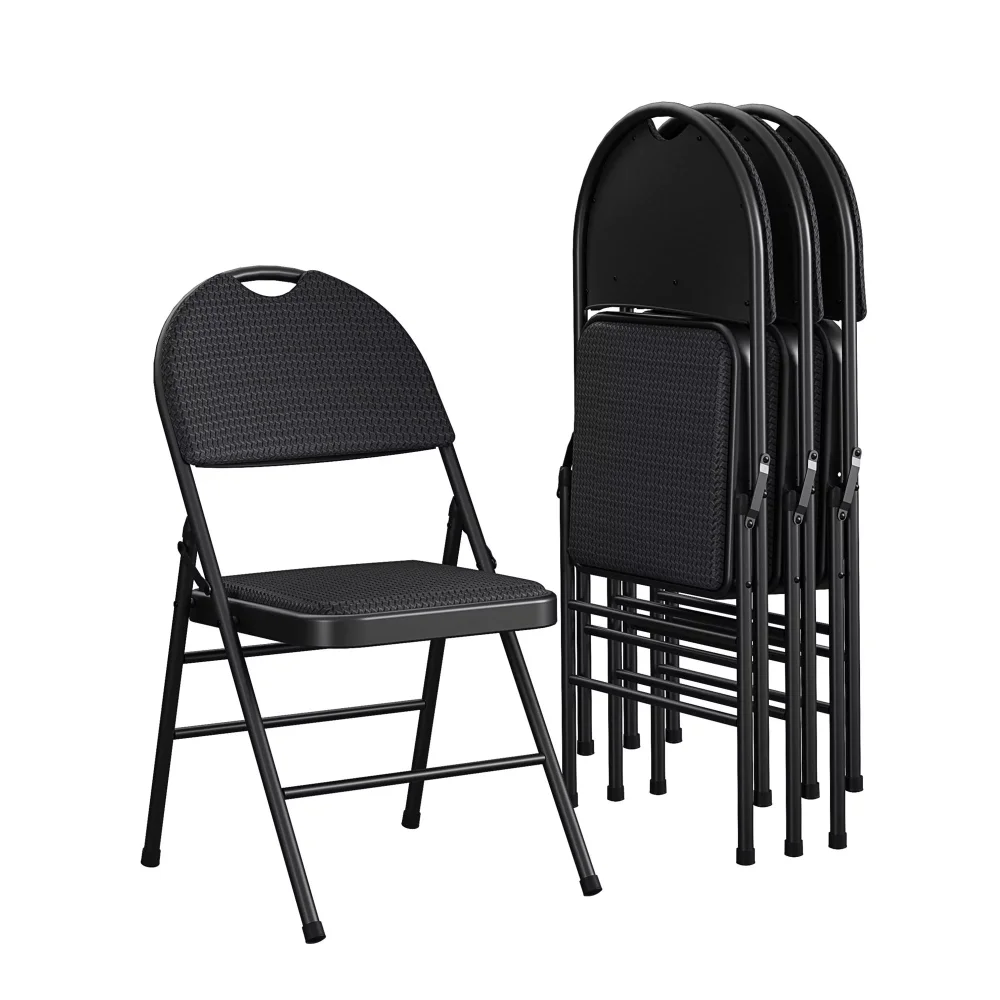 

Commercial XL Comfort Fabric Padded Metal Folding Chair, Black, 4-Pack