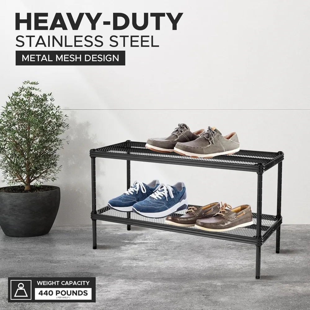 2 Tier Metal Storage Shelves for Kitchen, Office, and Garage Organization 3