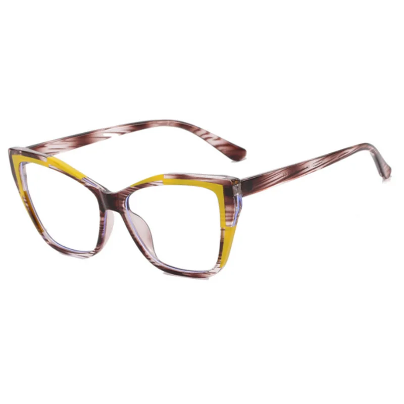 Stylowe okulary kocie oczy w kolorowych oprawkach PLUSY i MINUSY 6 Dopasowane kolory oprawka okulary z przezroczystymi szkłami okularów krótkowzroczność nerdy stopni-0.5 -1.0 -2.0 do-6.0, kwadratowa hiperopia 0.5 do + 6.0 4