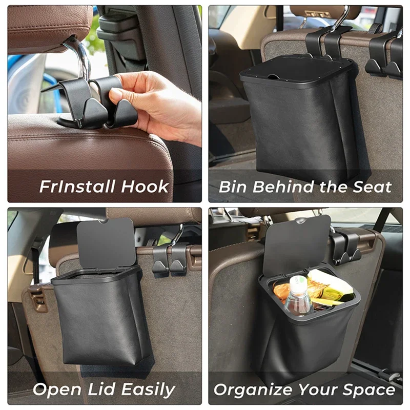 Car Trash Can Bin, Car Accessories Organizer, Garbage Cars Storage Pockets, For Trash Can, Closeable, Waterproof Outer Skin, Portable, car trash can